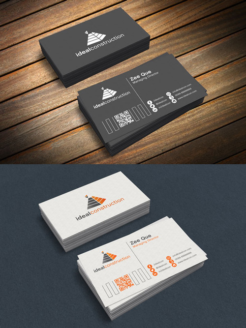 Black and White Business Card Template & Mockup PSD + 3Ds Max Render File