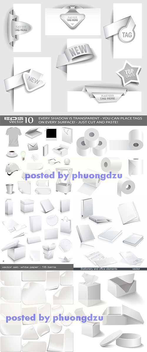 Stock: Set of vector white paper - packaging and stationery elements