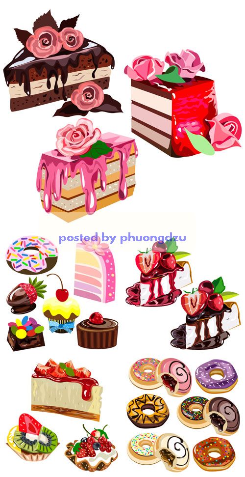Vector sweets, cakes, pies and pastries 1
