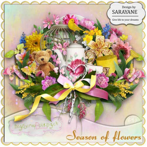 Яркий цветочный скрап-комплект - Цветочный сезон