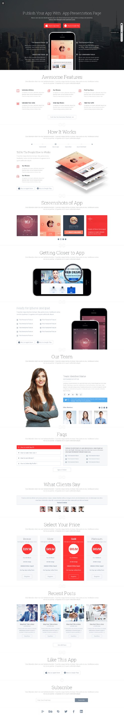 App On - One Page App Showcase PSD Template