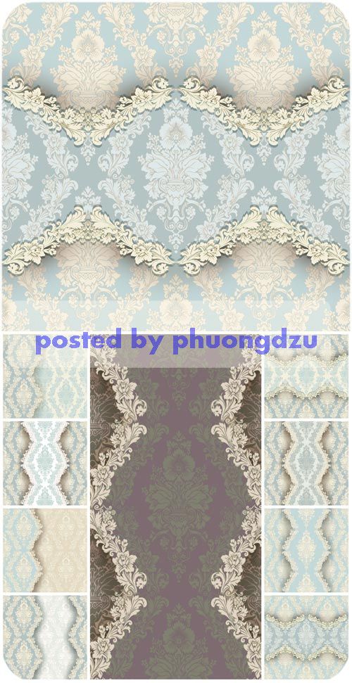Vintage texture with blue ornaments, vector backgrounds