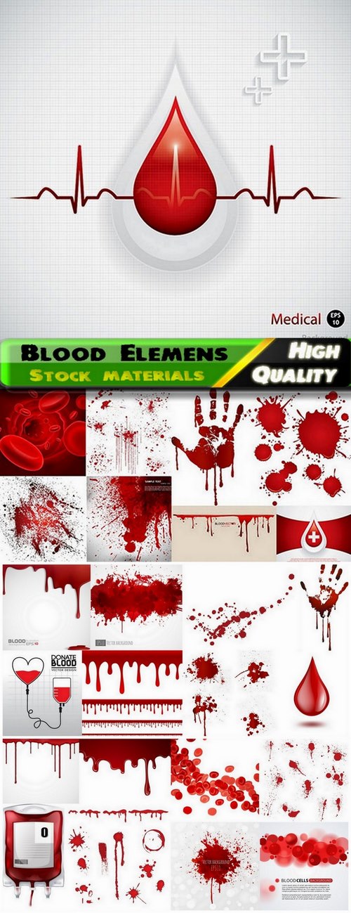 Blood Elemens and Backgrounds in vector from stock - 25 Eps