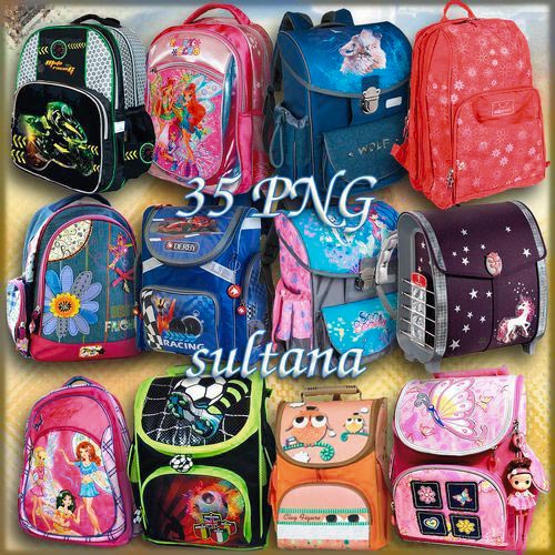 Клипарт школьные портфели и рюкзаки в ПНГ