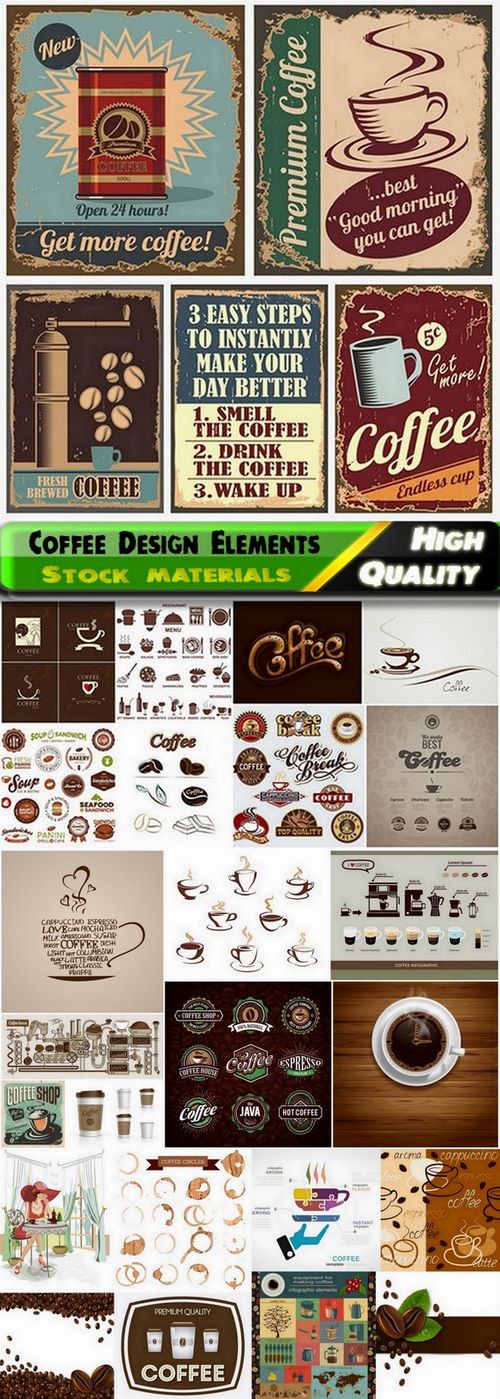 Coffee Design Elements in vector from stock - 25 Eps