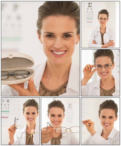 Portrait of ophthalmologist doctor woman - Stock Photo