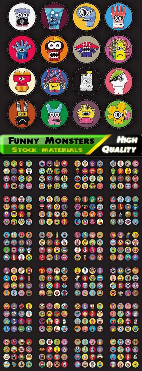 Funny Monsters in vector from stock - 25 Eps