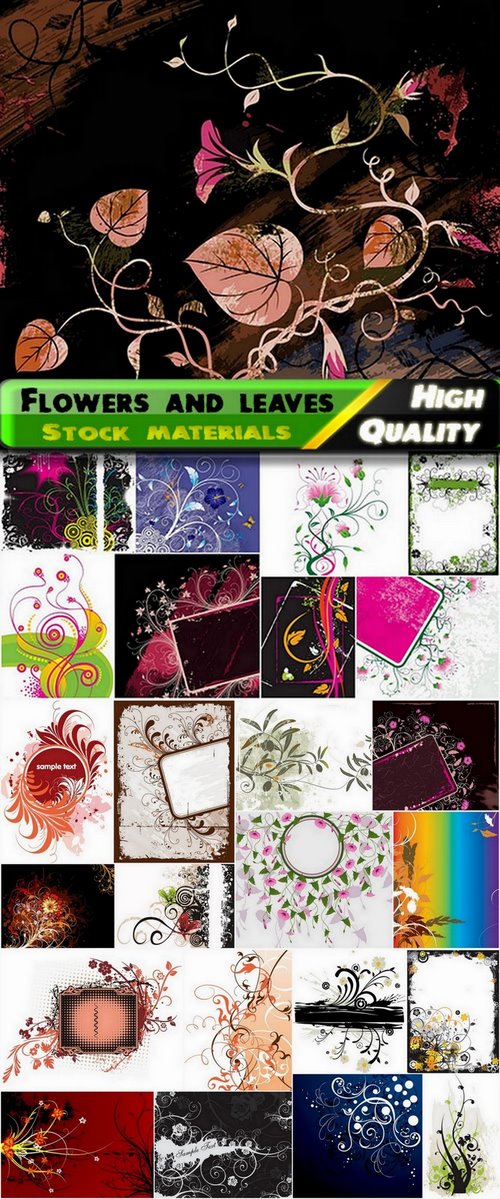 Abstract backgrounds with flowers and leaves elements #11 - 25 Eps