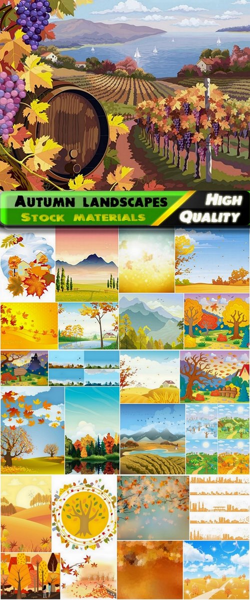 Autumn landscapes in vector from stock - 25 Eps