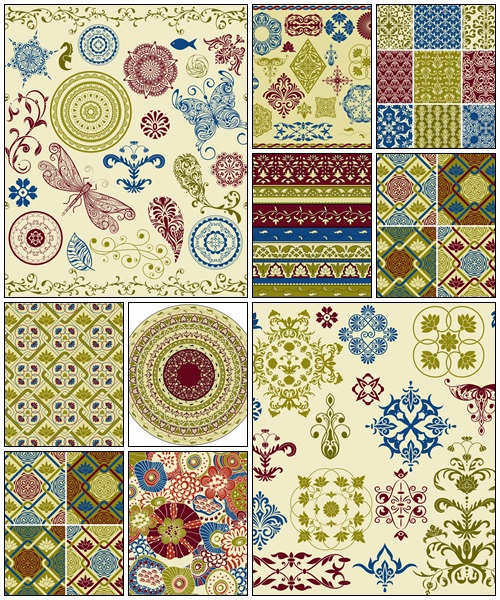 Vintage Seamless Floral Patterns - vector stock