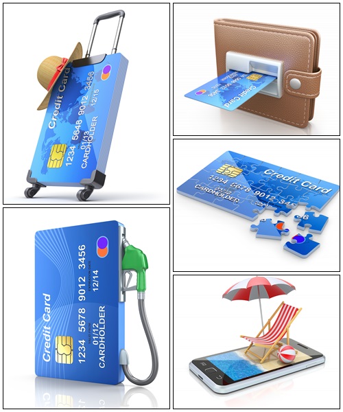 3D concept with credit card - Stock Photo