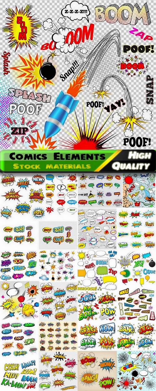 Different Comics design Elements in vector from stock #2 - 25 Eps