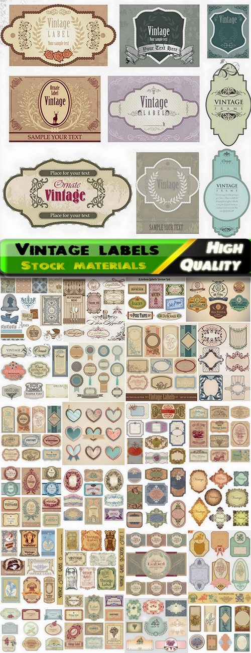 Different vintage labels in vector from stock - 25 Eps