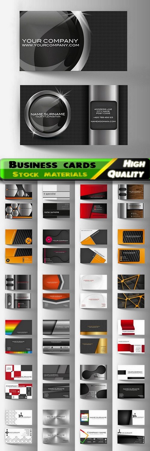 Business card design with metal elements in vector from stock - 25 Eps