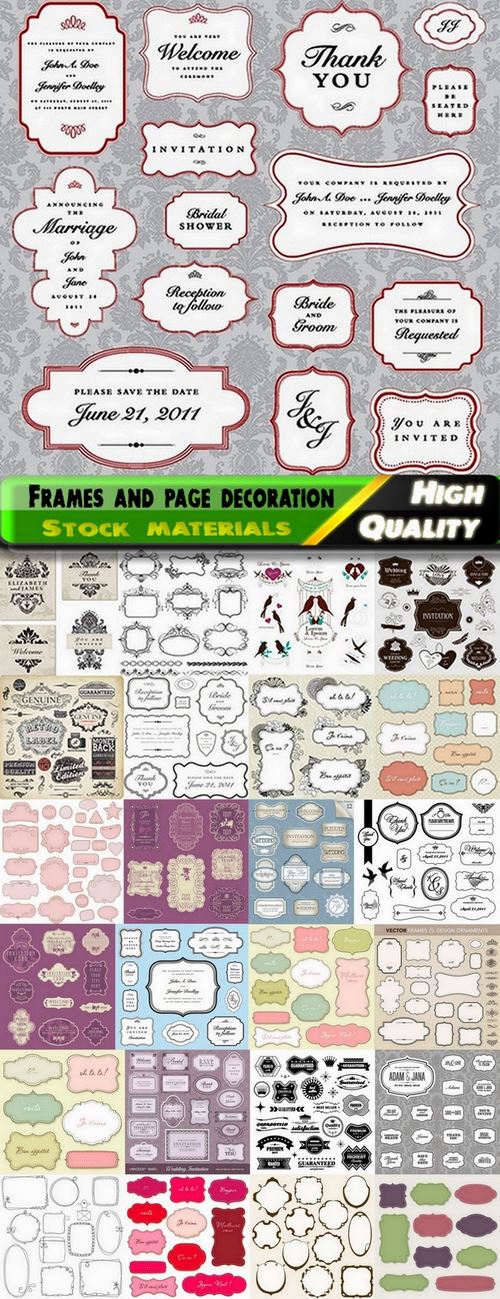 Different frames and page decoration elements - 25 Eps