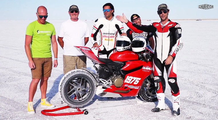 Мотоцикл Ducati 1199 Panigale на Бонневиле (видео)