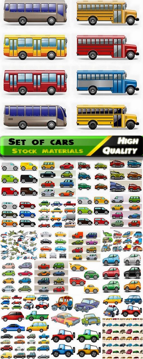 Vector set of cars from stock - 25 Eps