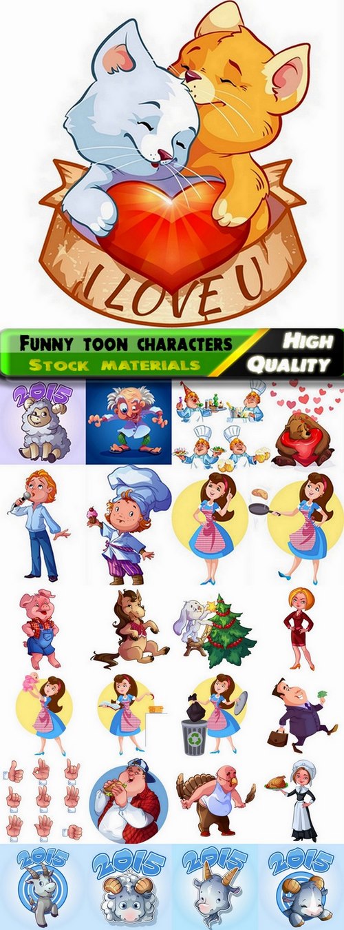 Funny and cute toon characters in vector from stock #2 - 25 Eps