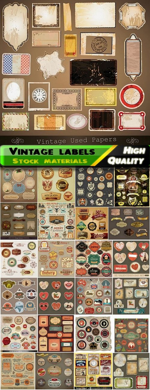 Different vintage labels in vector from stock #2 - 25 Eps