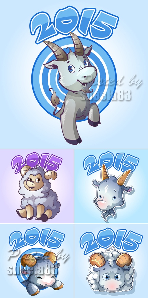 Sheep & Goat - Symbol Of 2015 Year Vector