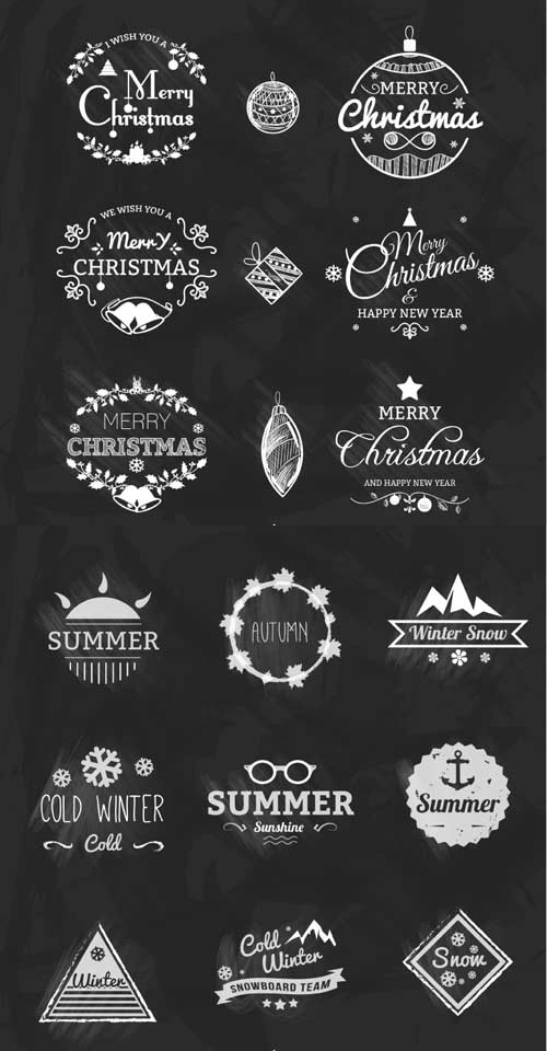 Chalked holiday tags