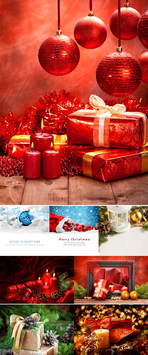 Stock Photo Christmas Decorations background for card