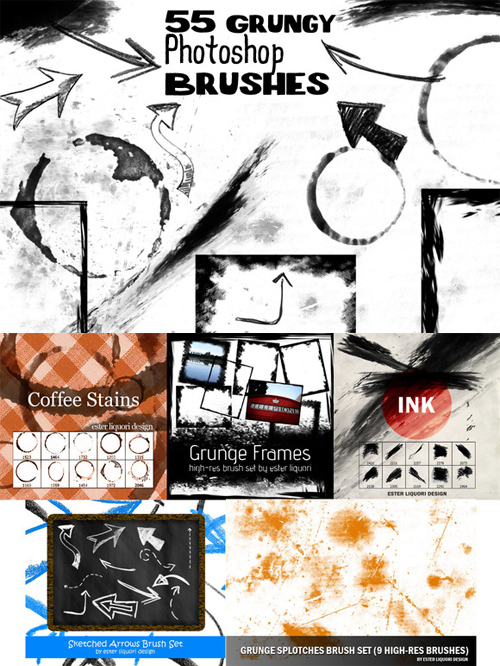 CreativeMarket - 55 Grunge Photoshop Brushes Bundle 1757