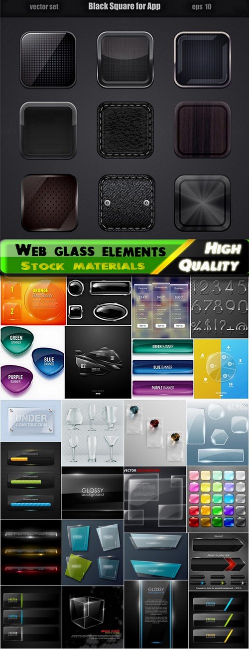 Web glass vector elements from stock - 25 Eps