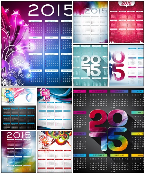 Vector Calendar 2015 illustration with abstract color design, 10 - vector stock