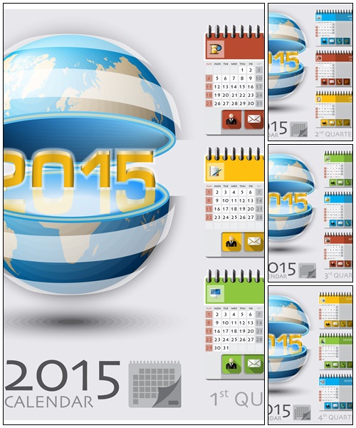 Vector Calendar 2015 illustration with abstract color design, 10 - vector stock