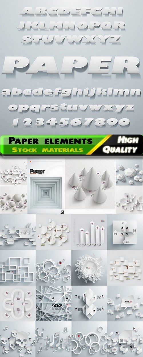 White paper vector elements from stock - 25 Eps