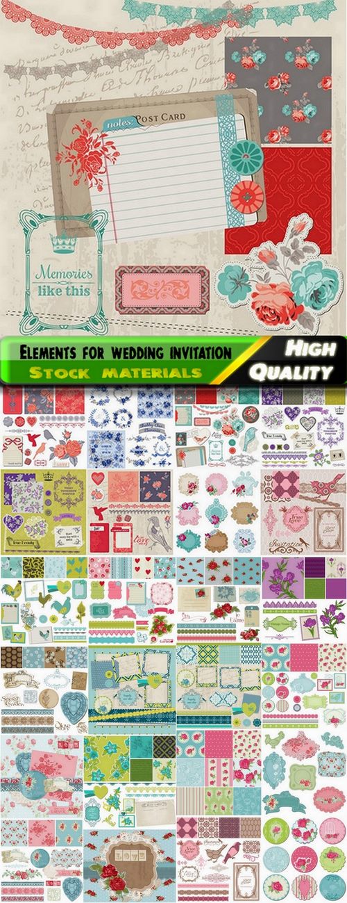 Decorative elements for wedding invitation - 25 Eps