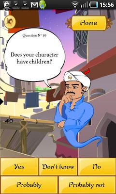 Screenshots of the game Akinator the Genie for Android phone, tablet.