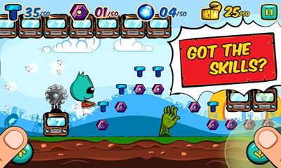 Captures d'écran du jeu de Course Rico Alien vs Zombies sur Android, une tablette.