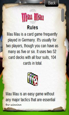 Screenshots of the game Mau Mau for Android phone, tablet.
