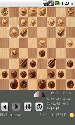 Screenshots of the game Shredder Chess for Android phone, tablet.