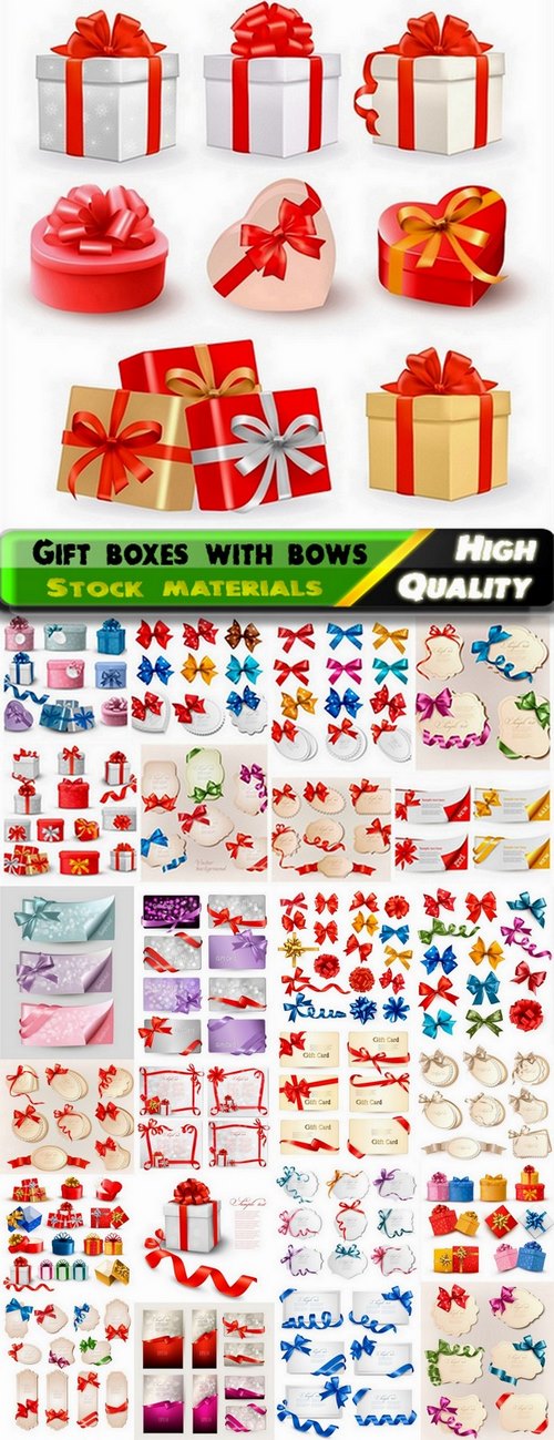 Holiday backgrounds and gift boxes with bows and ribbons - 25 Eps
