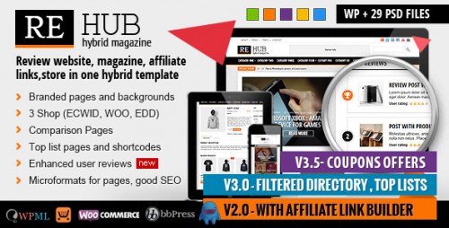 NULLED REHub - Directory, Shop, Coupon, Affiliate WordPress Theme product snapshot