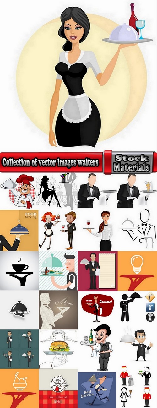 Collection of vector images waiters 25 Eps