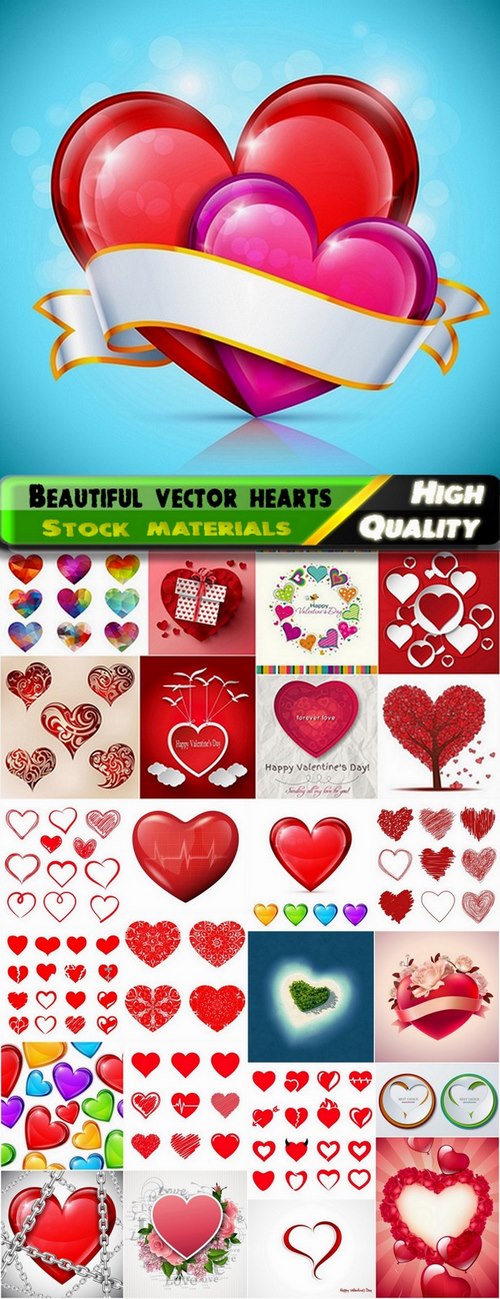 Beautiful vector hearts for ecards design - 25 Eps
