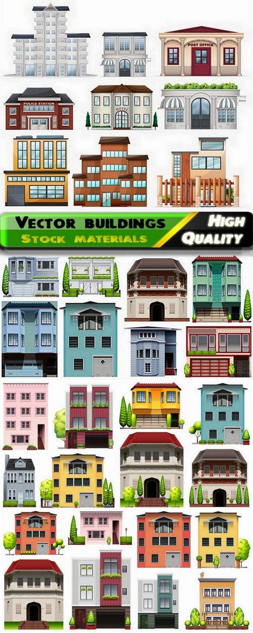 Different buildings and exteriors design in vector from stock - 25 Eps