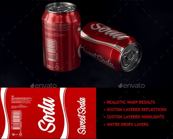 GraphicRiver -  Photorealistic Aluminum Soda Can Mockup