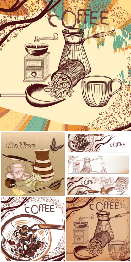 Coffee, vintage backgrounds and banners vector