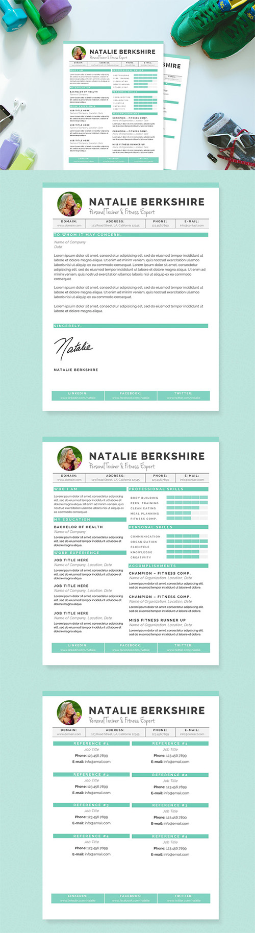 CM - Turquoise Resume Template Package 187952