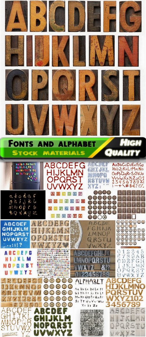 Creative fonts and alphabet 3d render - 25 HQ Jpg