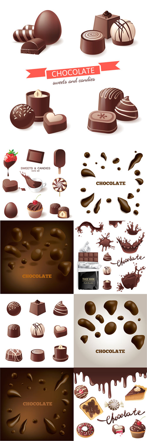Chocolate sweet and candies vector illustration