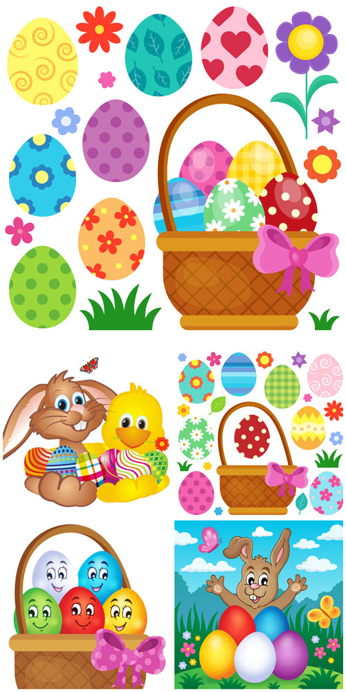 Easter vector, easter eggs and rabbit #2