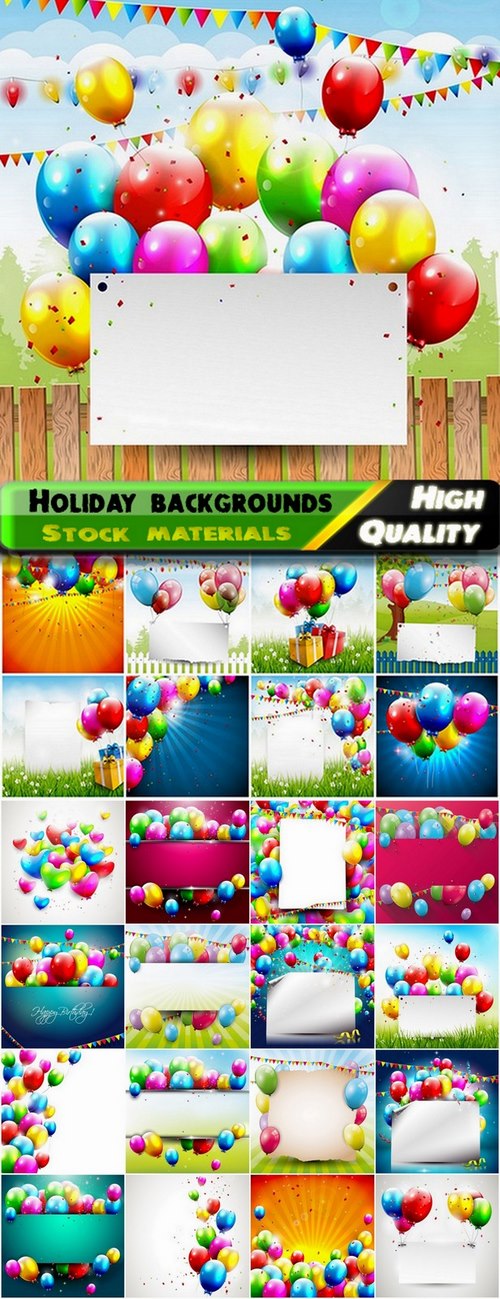 Holiday backgrounds with balloons and confetti 2 - 25 Eps