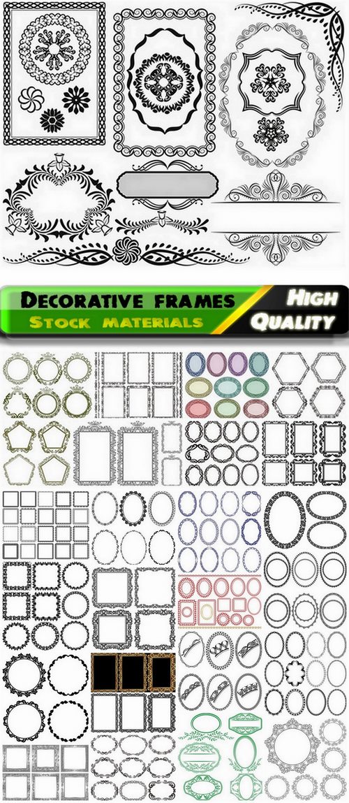 Decorative square and round frames - 25 Eps