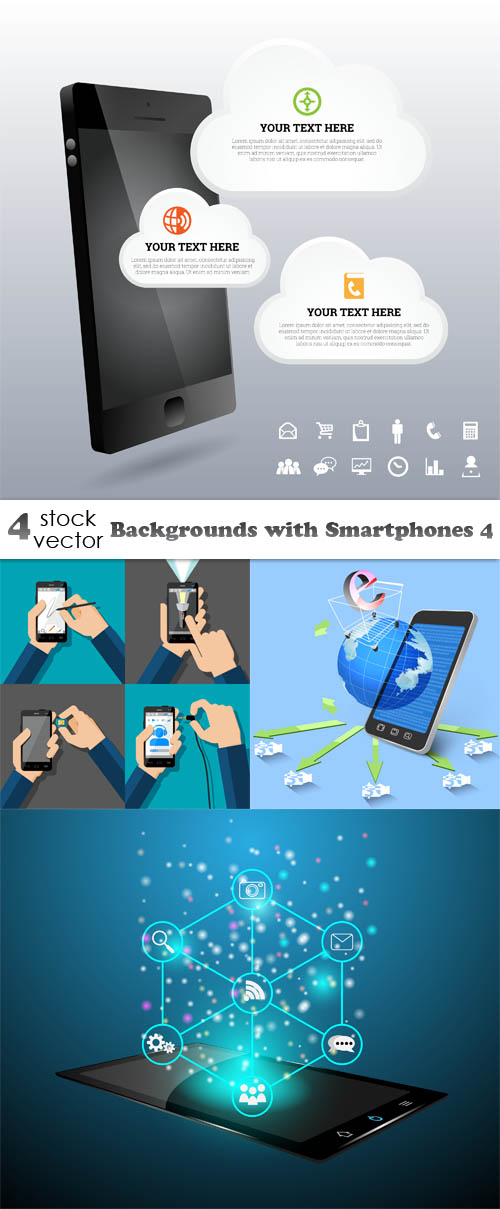 Vectors - Backgrounds with Smartphones 04